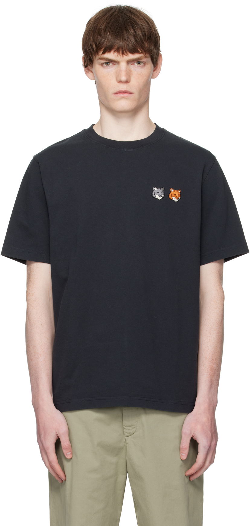 Футболка MAISON KITSUNÉ Maison Kitsuné Double Fox Head Comfort T-Shirt чорний | OM011CFKJ0118