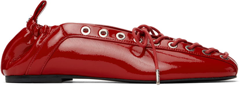 Одяг GANNI GANNI Lace-Up Ballerina Flats Червоний | S3087
