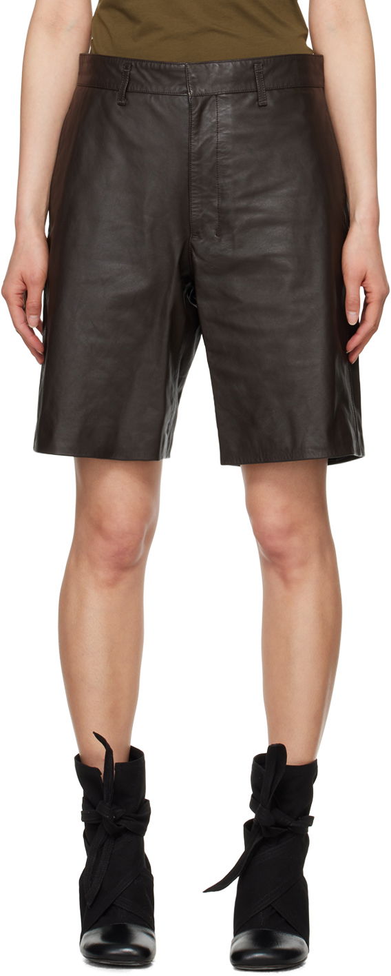 Шорти LEMAIRE Lemaire Lined Leather Shorts Коричневий | PA1109 LL0068