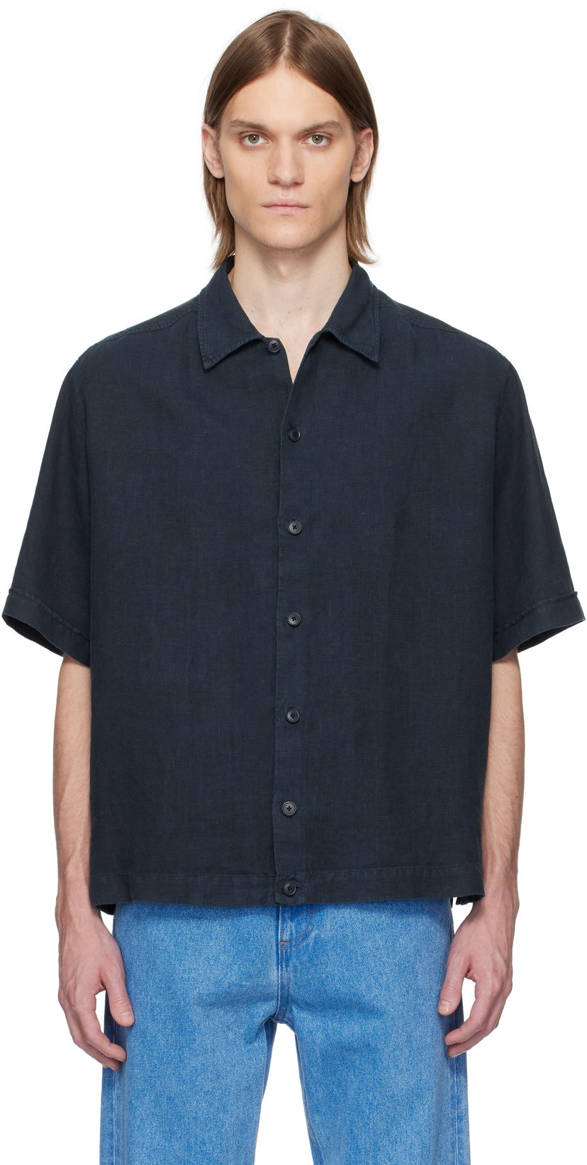 Сорочка BOSS BOSS Linen Resort Shirt темно-синій | 50538880