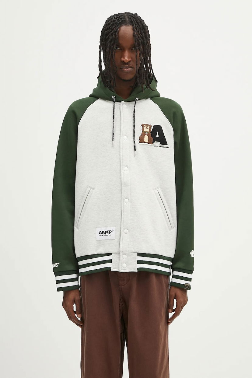 Куртка бомбер AAPE by A Bathing Ape AAPE By A Bathing Ape Varsity Hoodie Сірий | AAPSWMB382XAN