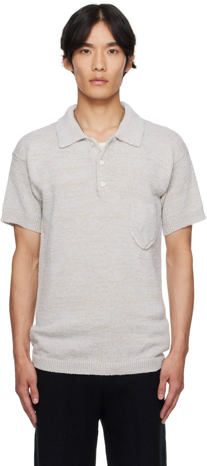 Сорочка поло Maison Margiela Maison Margiela Patch Pocket Knit Polo бежевий | S50GL0062 M13152