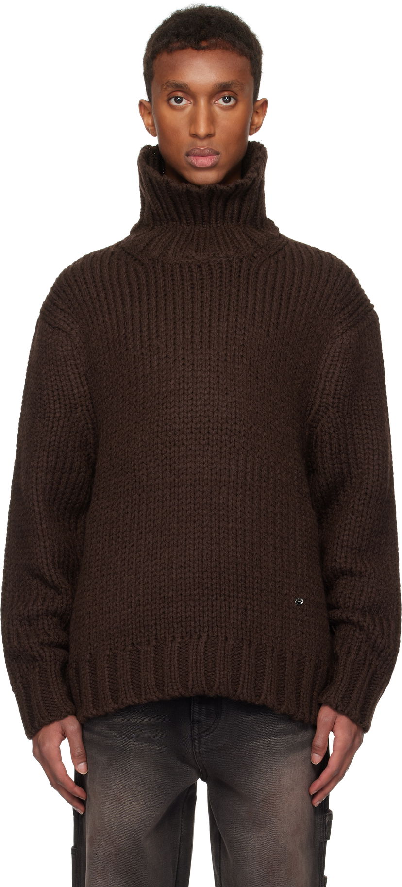 Cветр We11done We11done Chunky Turtleneck Sweater Коричневий | WD-KT3-24-651-U-BR