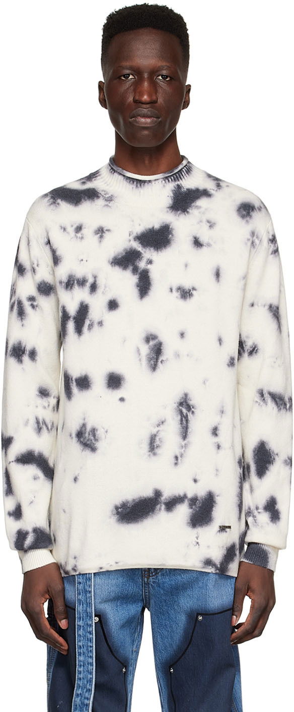 Cветр We11done Tie-Dye Wool Sweater білий | WD-KT1-22-604-U-BK