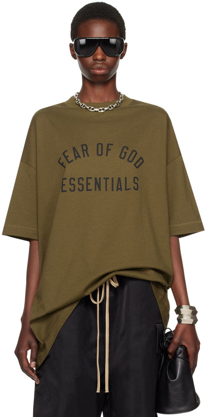 Футболка Fear of God Fear of God Essentials Crewneck T-Shirt Зелений | 125BT244194F
