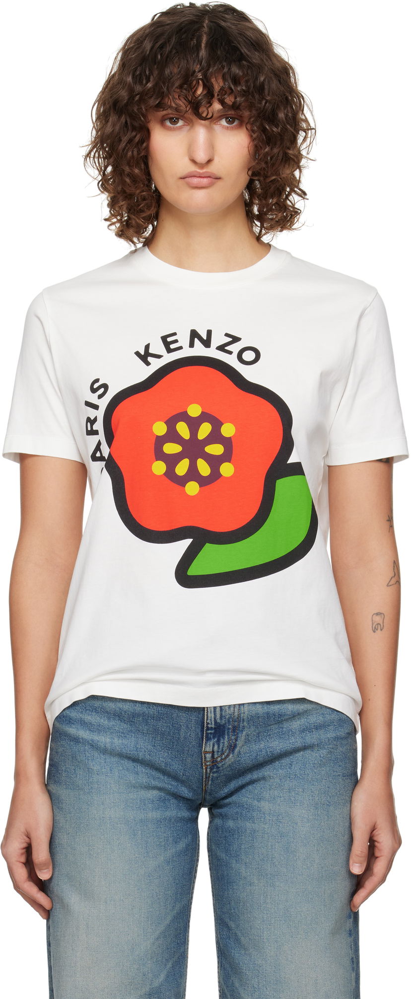 Футболка KENZO Pop Flower Graphic Loose T-Shirt білий | FF52TS1684SO