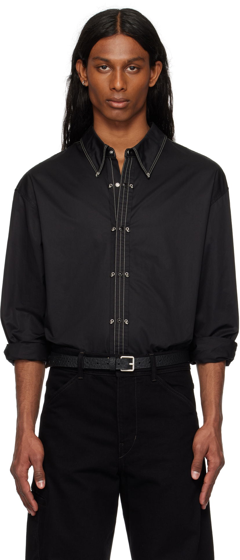 Сорочка LEMAIRE Lemaire Embellished Metal Shirt чорний | SH1147 LF1207