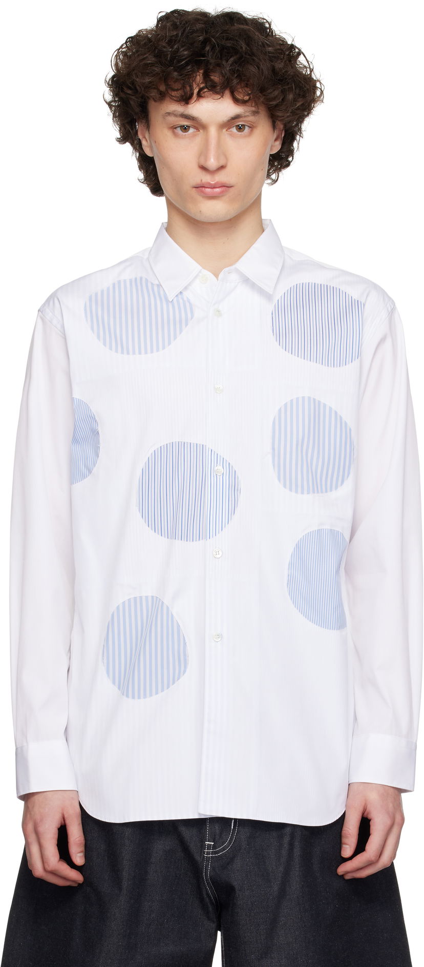 Сорочка Comme des Garçons Comme des Garçons Shirt Plain & Stripe Shirt білий | FO-B015-S25