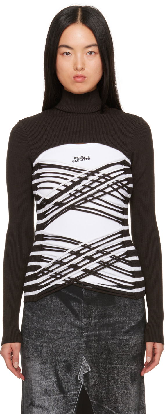 Cветр Jean Paul Gaultier Jean Paul Gaultier Striped Turtleneck Top чорний | 23/15-F-PL038-M056-6001