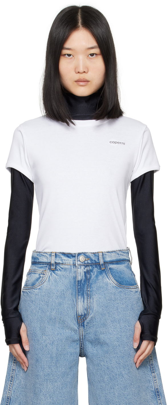 Футболка Coperni Designer Second Skin Logo T-Shirt білий | COPJS07F5012