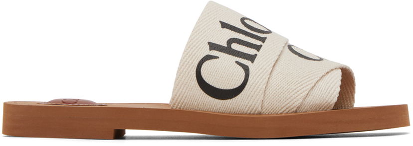 Кросівки та взуття CHLOÉ Woody Flat Slide Sandals бежевий | CHC22U188Z3