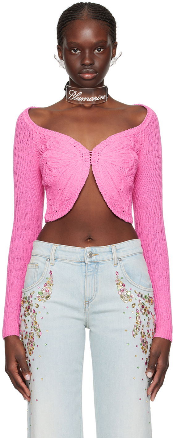 Кроп-топи Blumarine Embroidered Cropped Cardigan Рожевий | P422M450A