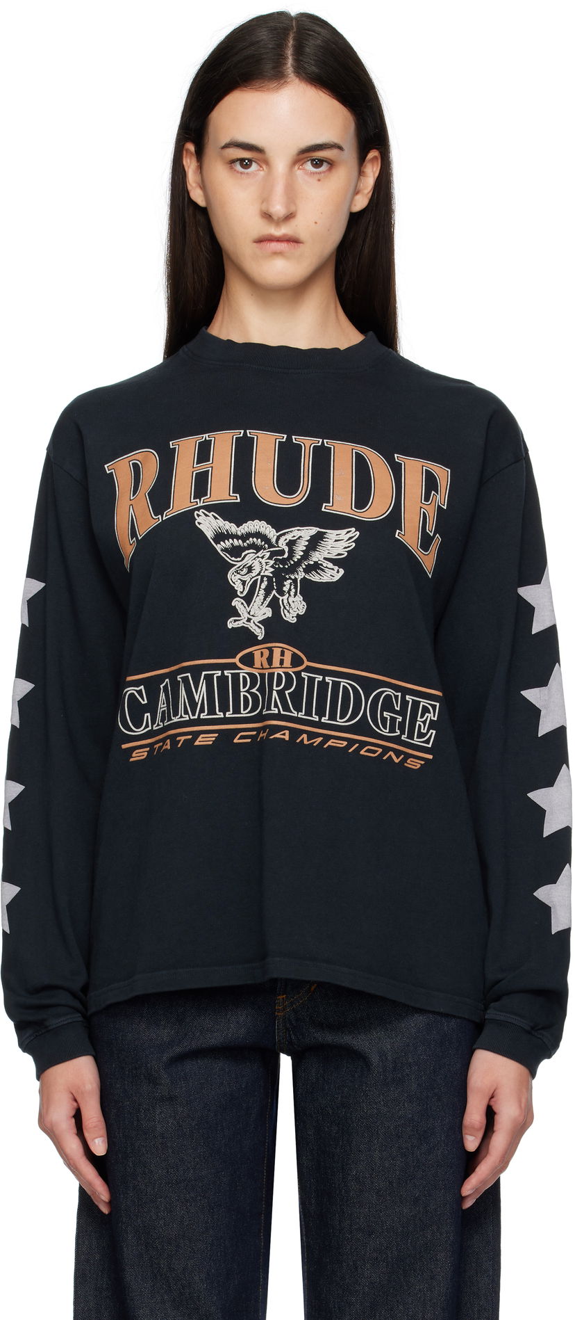 Футболка Rhude Rhude 'Cambridge State Champs' Long Sleeve T-Shirt чорний | RHPF25TT15012