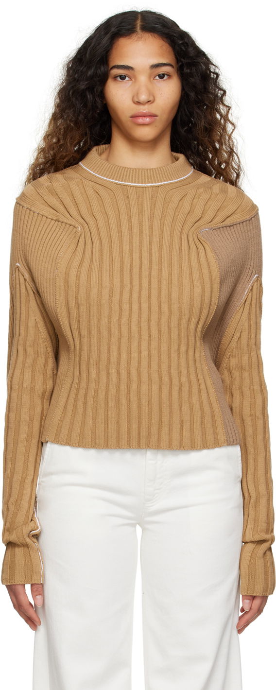Cветр Maison Margiela Paneled Ribbed Sweater Коричневий | S52GP0126 S18165