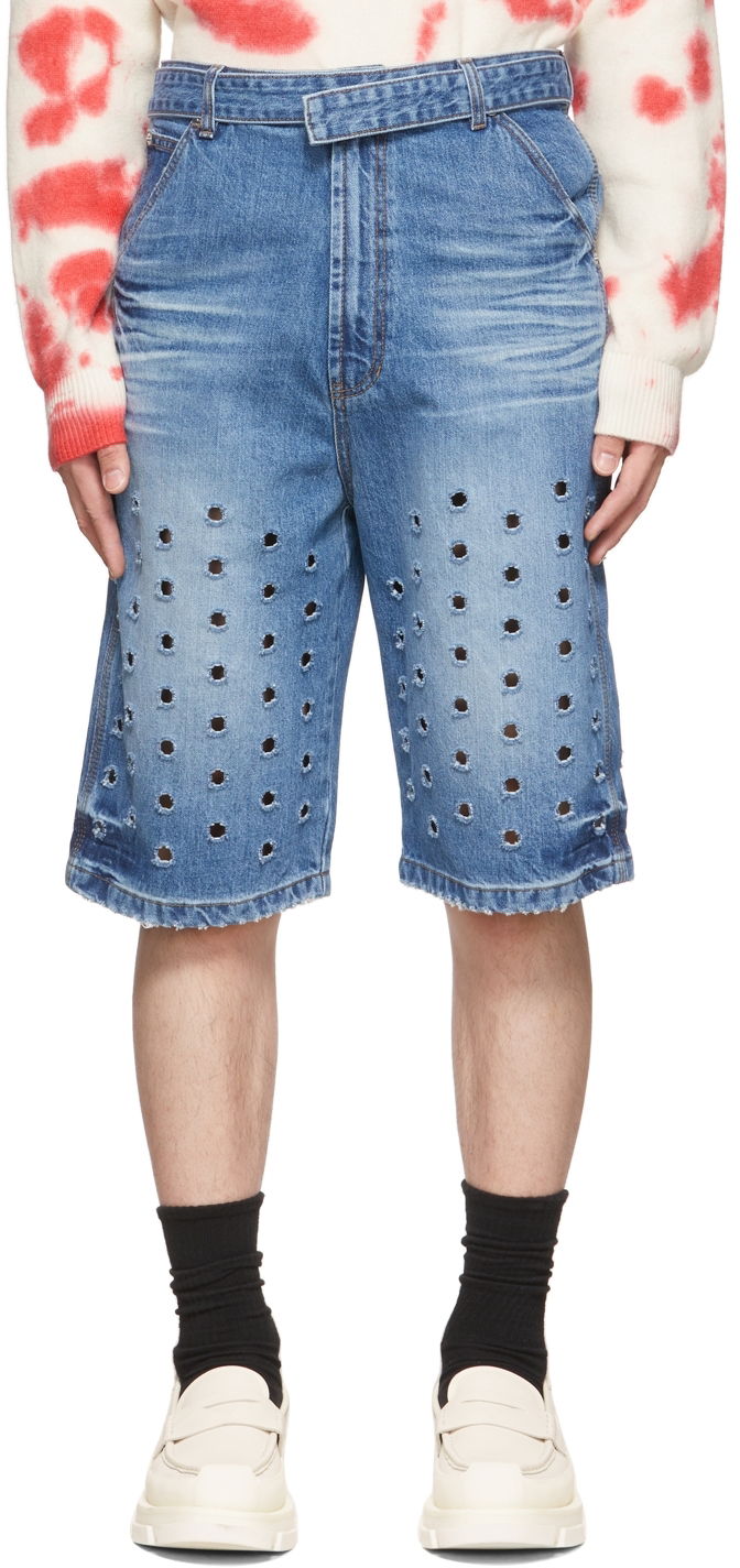 Шорти We11done Denim Cut-Out Shorts Синій | WD-DP1-22-358-M-BL