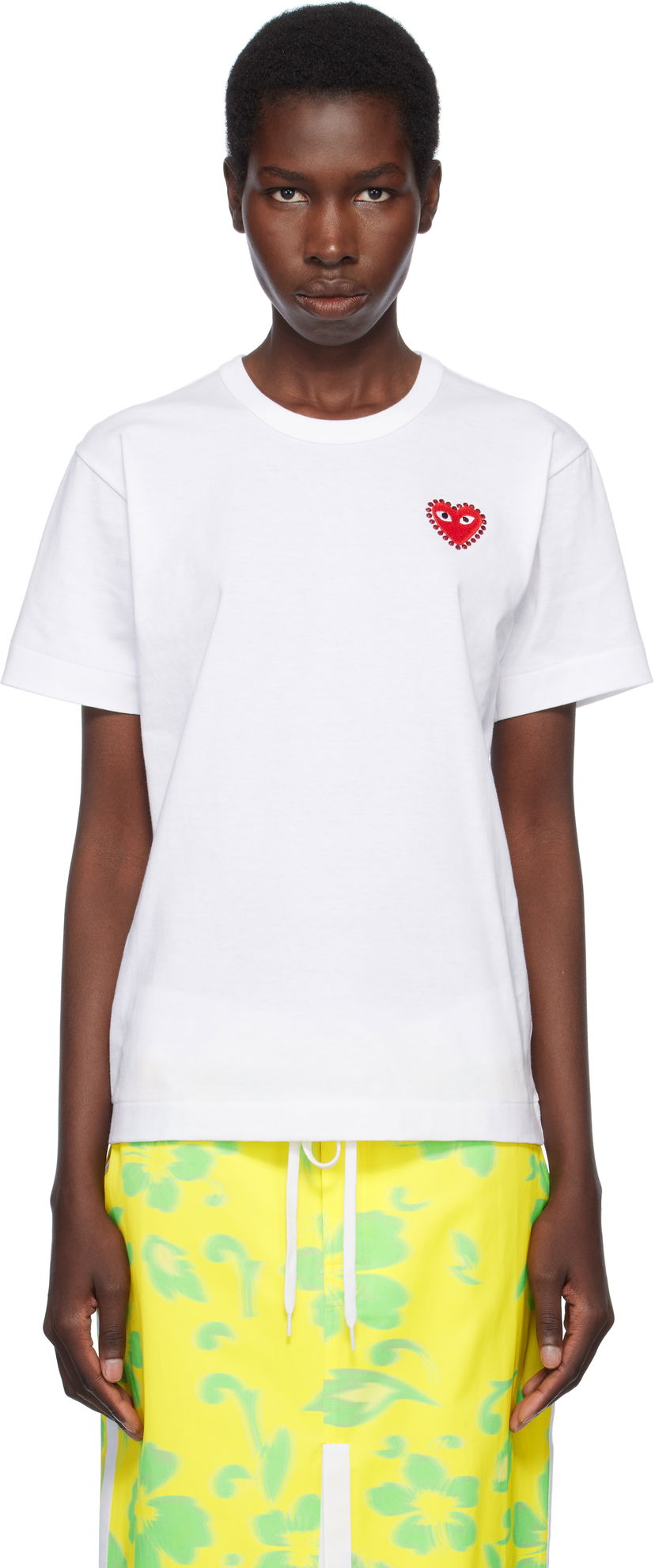 Футболка Comme des Garçons CDG Play Rhinestone Heart T-Shirt білий | AX-T801-051