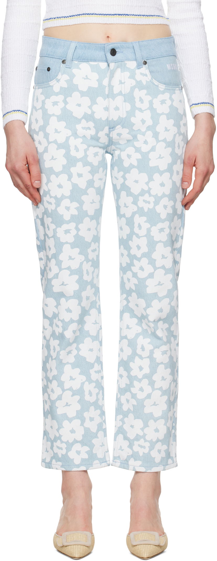 Джинси MSGM MSGM Printed Jeans Синій | 3841MDP232 257272