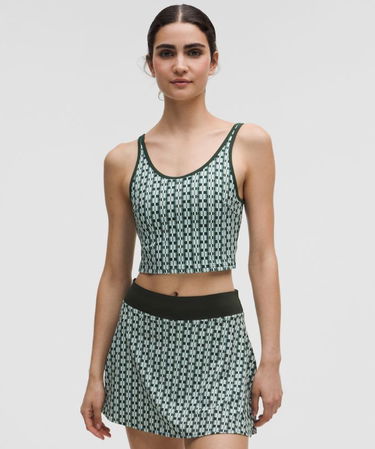 Спортивний костюм lululemon Geometric Pattern Cropped Tank Top B/C Cups Medium Support & Tennis Skirt Set Зелений | prod20002043, 0