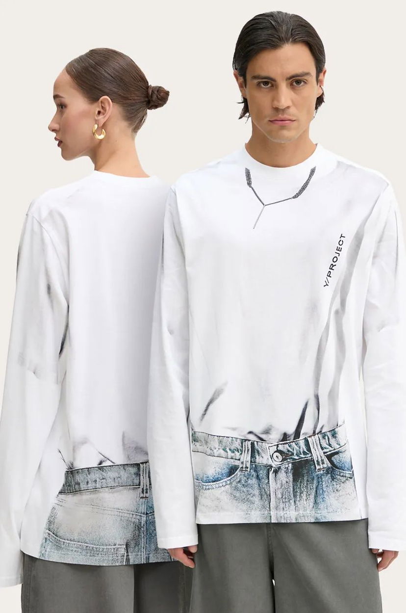 Футболка Y/PROJECT Trompe L'oeil Long Sleeve Graphic T-Shirt білий | 204TS021