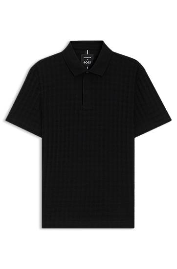 Сорочка поло BOSS Porsche x BOSS Houndstooth-Jacquard Mercerized Cotton Polo Shirt чорний | 50543666