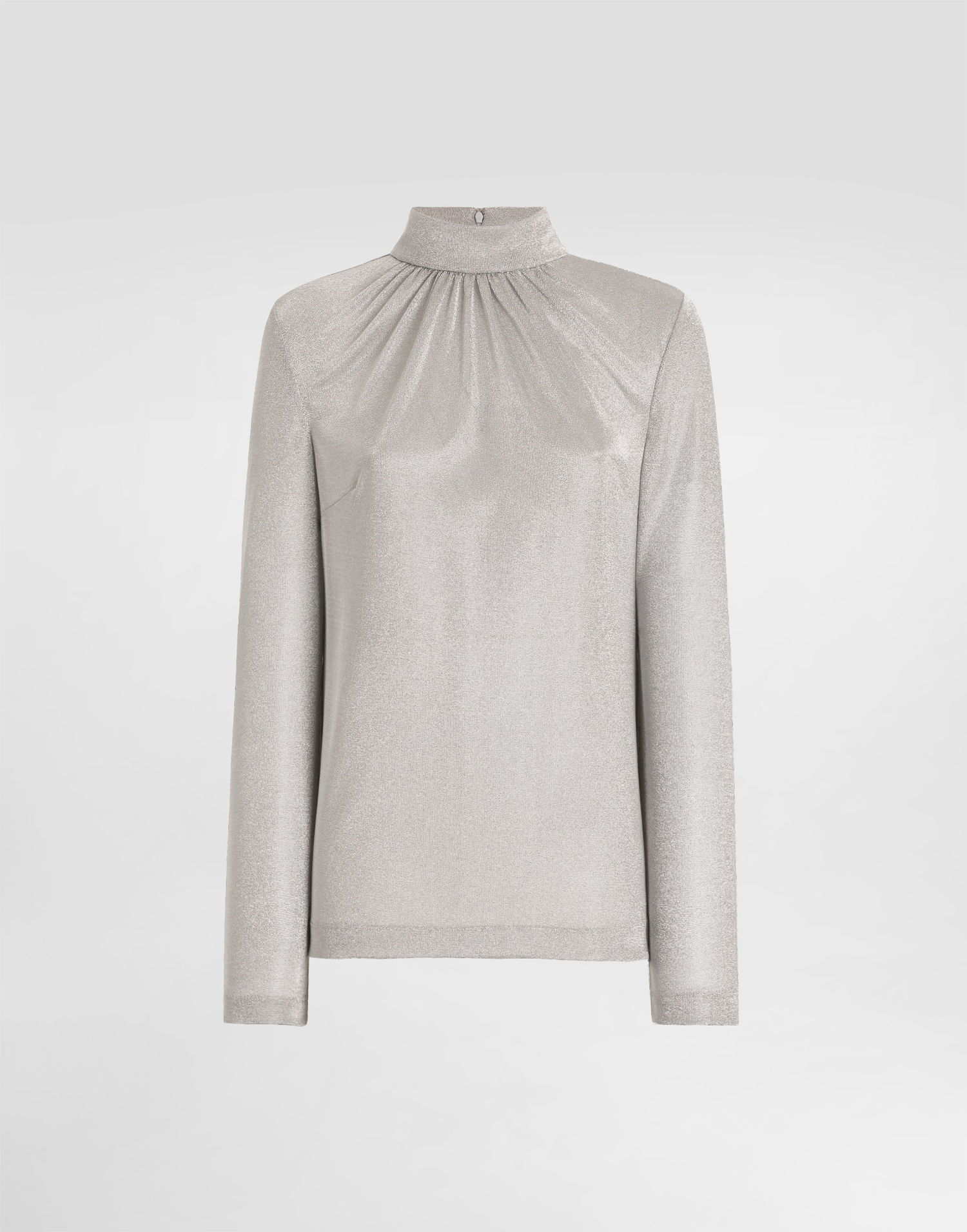 Джерсі Dolce & Gabbana Lamé Jersey Ruched Mock Neck Top Металік | F7BD6THU7WCS0998, 0