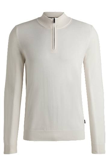Cветр BOSS Virgin Wool Zip-Neck Sweater білий | 50528300