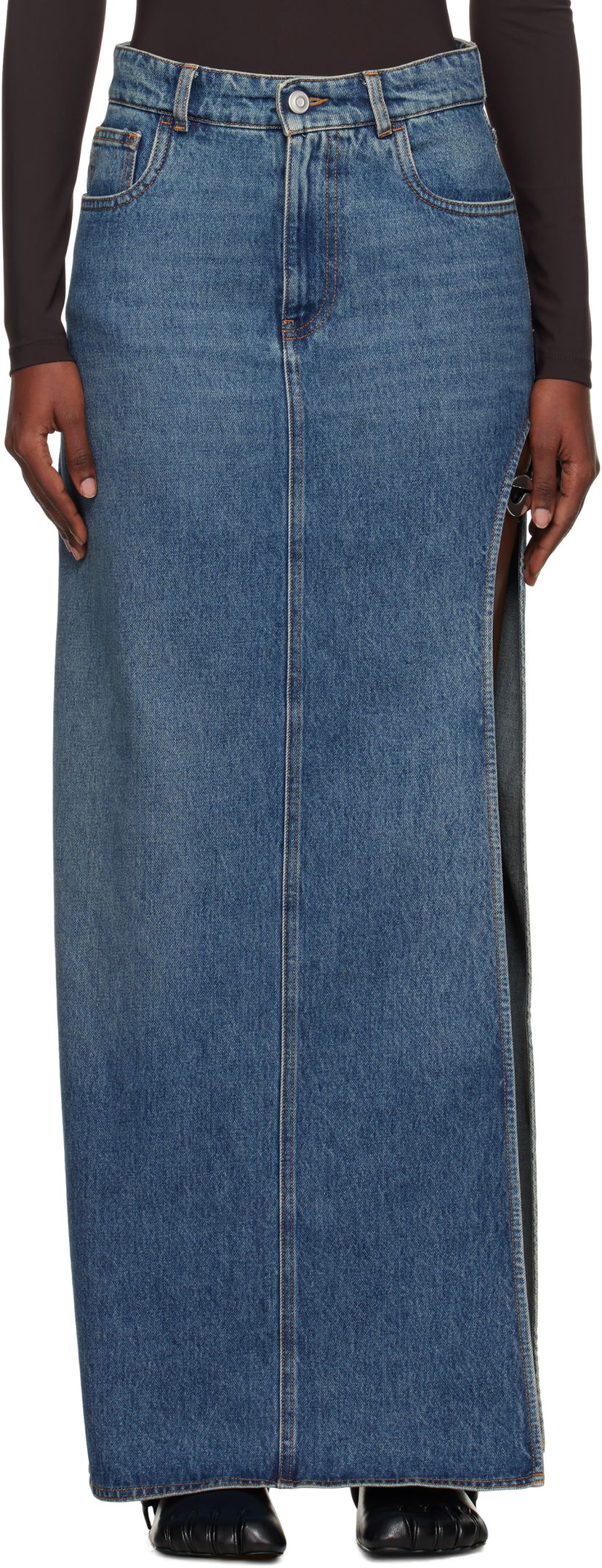 Спідниця Coperni Coperni Garter Belt Denim Maxi Skirt Синій | COPJ101F2014