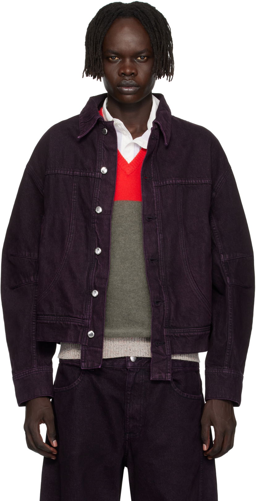 Куртка Eckhaus Latta Eckhaus Latta 'El Jacket Redux' Denim Jacket Фіолетовий | 1224-EL-PF25-A