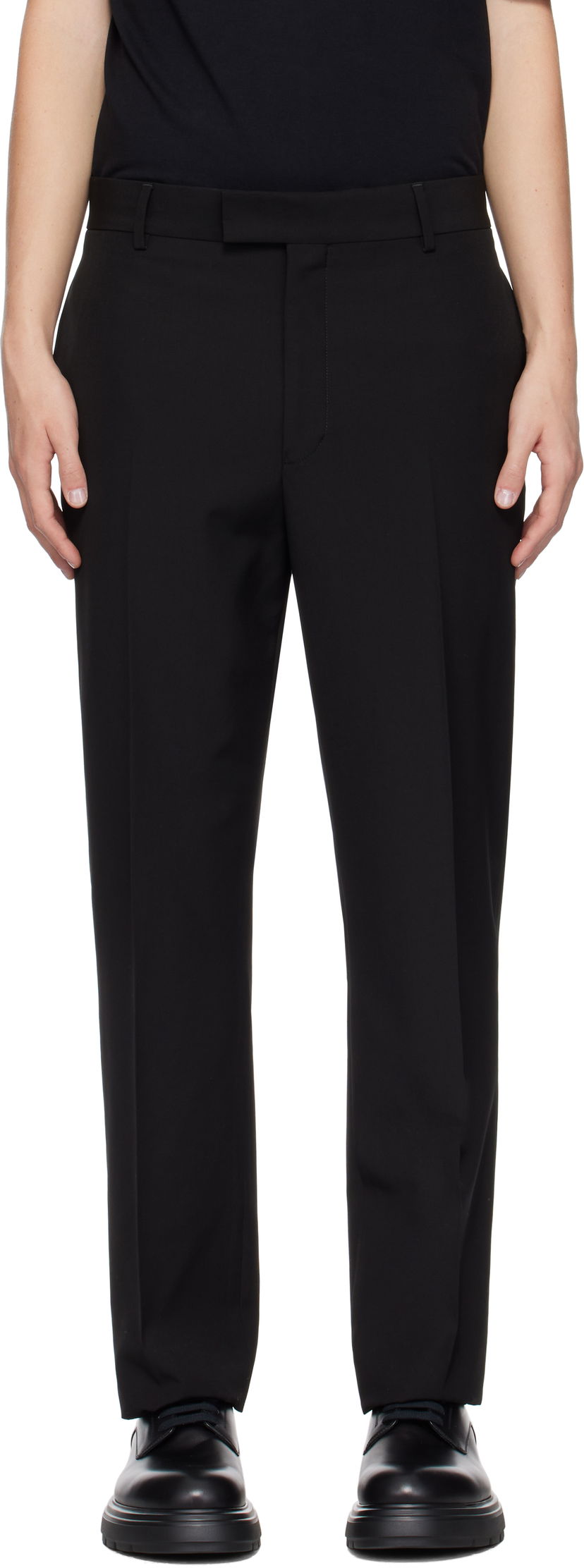 Штани FERRAGAMO Flat Front Trousers чорний | 776972