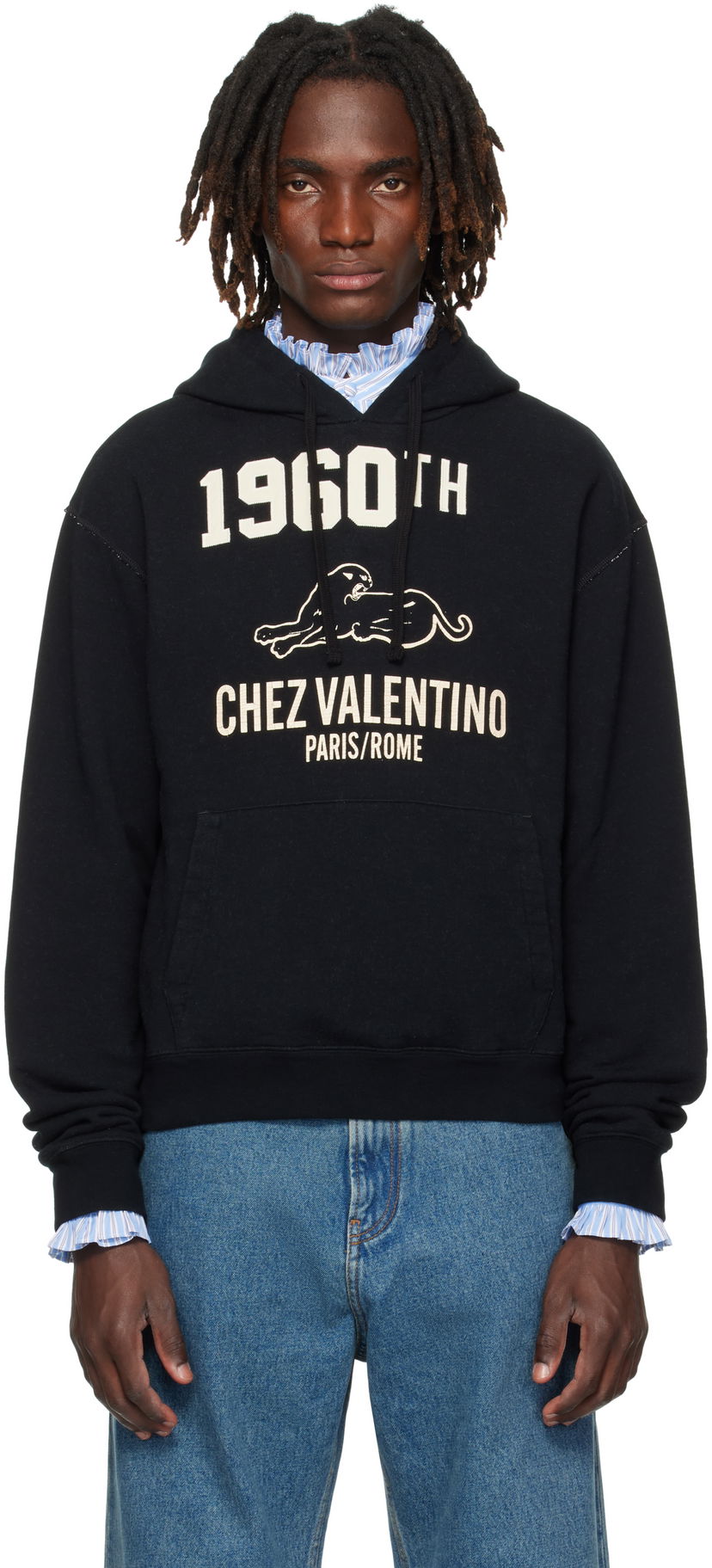 Світшоти Valentino Valentino 'Chez Valentino' Hoodie чорний | 7V3MF29MB1M