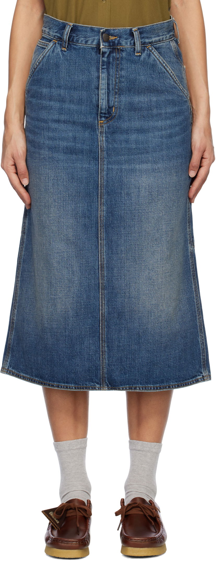 Спідниця Carhartt WIP Single Knee Denim Midi Skirt Синій | I034224 014L