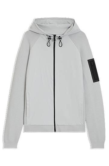 Куртка BOSS Comfort-Stretch Knit Hybrid Jacket Сірий | 50541956