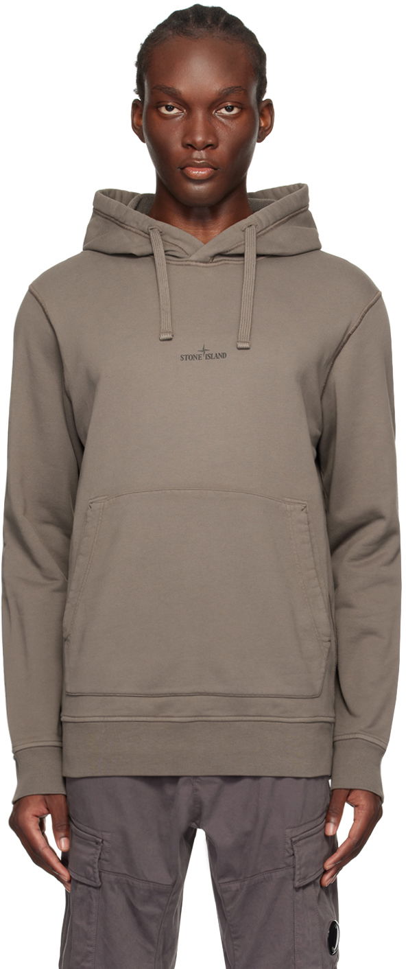 Світшоти Stone Island Taupe Printed-Logo Hoodie бежевий | 811566283