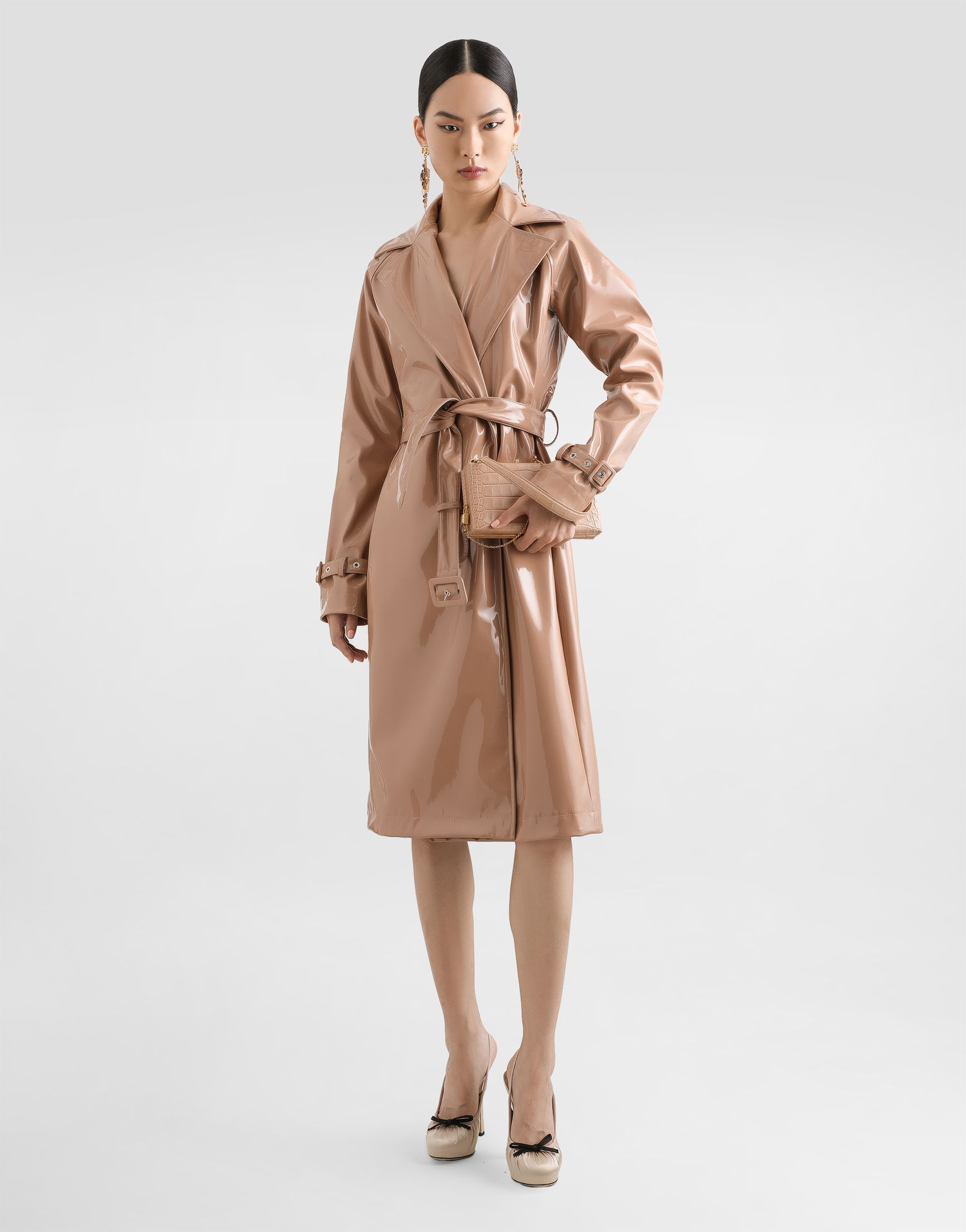 Тренчкот Dolce & Gabbana Dolce & Gabbana Faux Leather Trench Coat бежевий | F0W3WTFUSW7M0179, 1