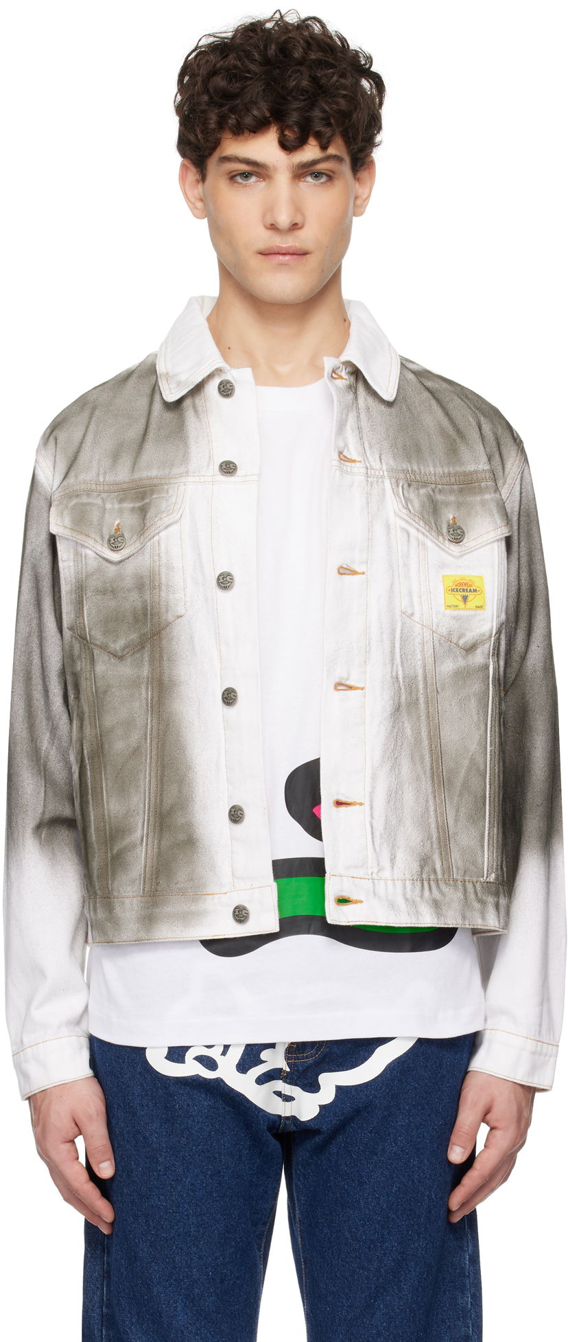 Куртка BBC IceCream ICECREAM Oil Stained Denim Trucker Jacket Сірий | ICW008