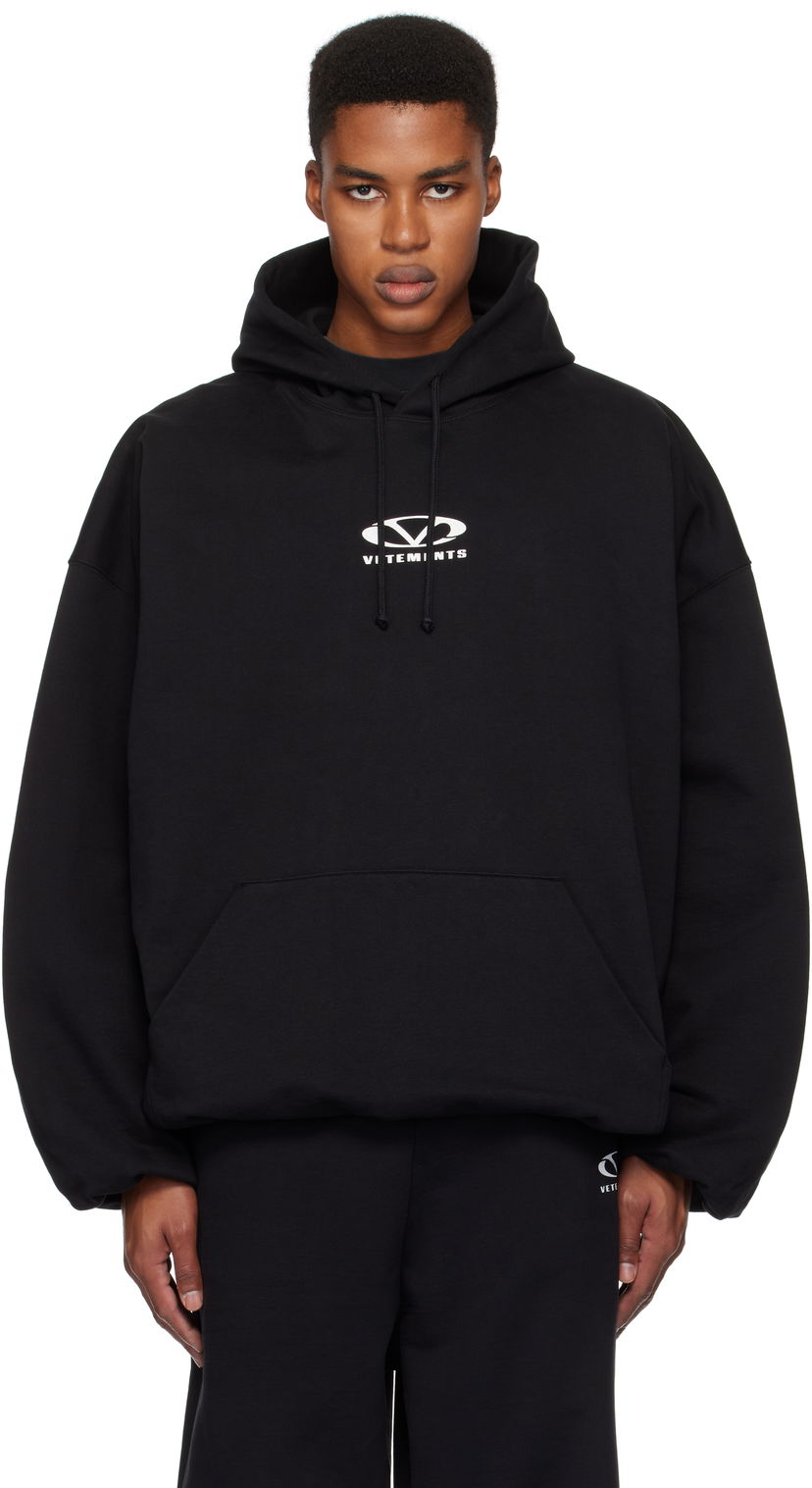 Світшоти VETEMENTS Oval Logo Cropped Boxy Hoodie чорний | UA66HD600BW