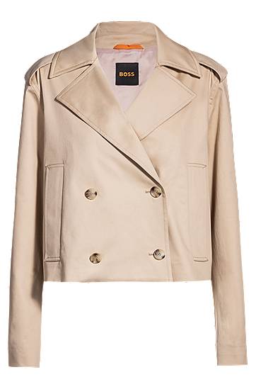 Тренчкот BOSS BOSS Cropped Water-Repellent Stretch Cotton Trench Coat бежевий | 50540718