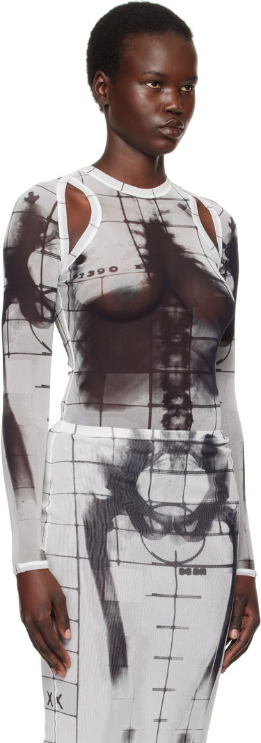 Футболка Jean Paul Gaultier Jean Paul Gaultier 'The Squeletor' Mesh Top білий | 25/33-F-TO243-T580-0100, 1