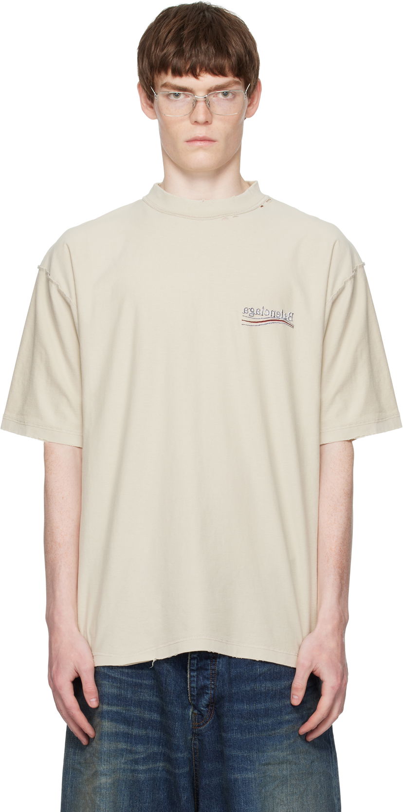 Футболка Balenciaga Balenciaga Political Campaign Inside-Out T-Shirt бежевий | 830247TSVF38573