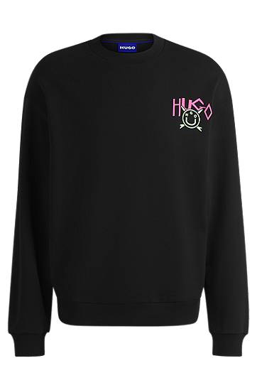 Cветр BOSS HUGO Happy Logo Terry Sweatshirt чорний | 50539702