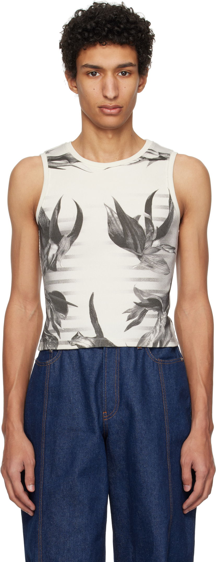 Безрукавка Jean Paul Gaultier Jean Paul Gaultier Flower Body Morphing Tank Top білий | 25/33-F-DB049-J579-010200