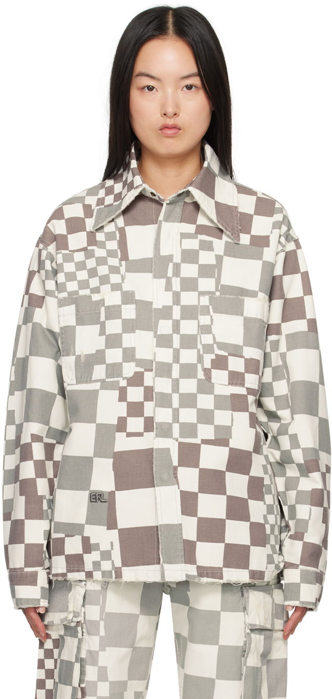 Сорочка ERL Check Print Long Sleeve Shirt Сірий | ERL08J010