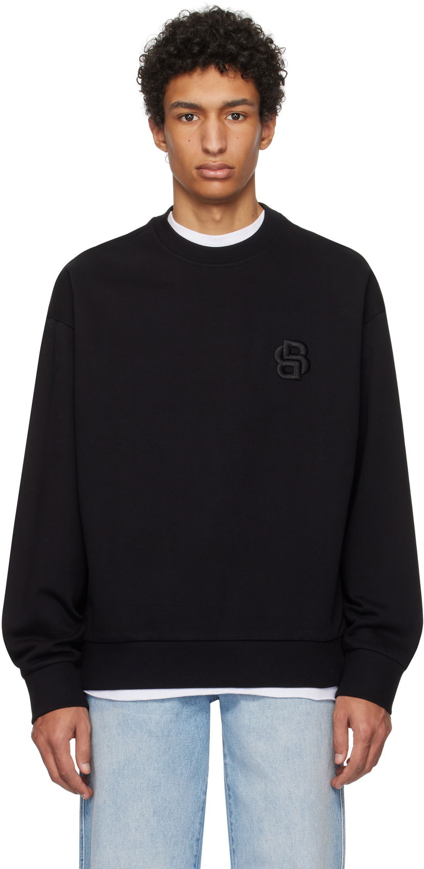 Cветр BOSS Mercerized Cotton Sweatshirt чорний | 50533075