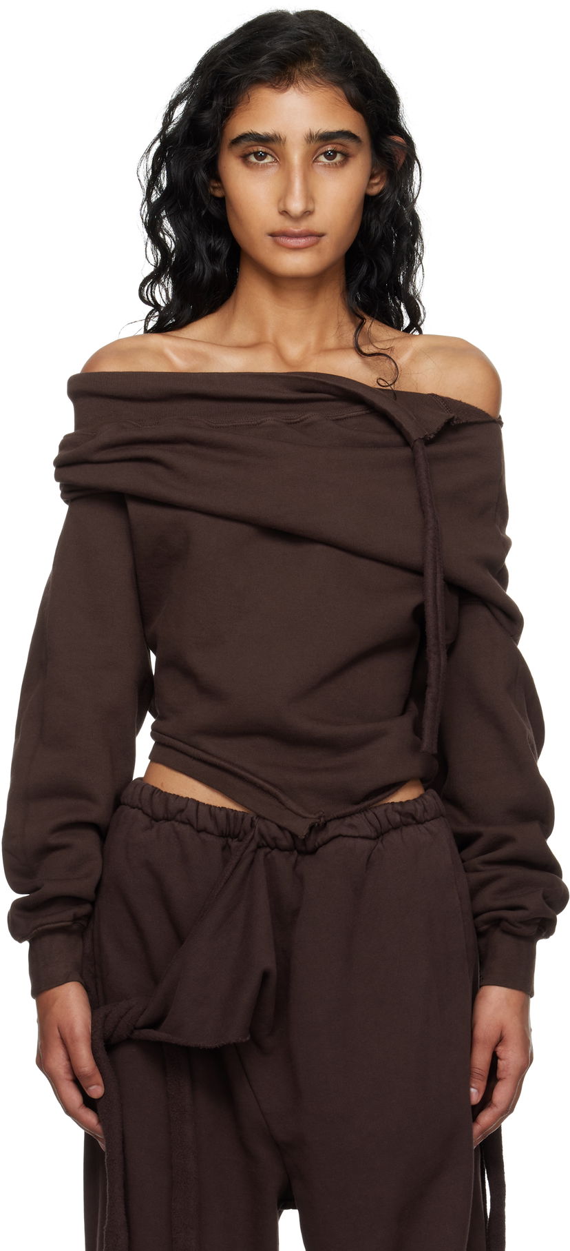 Cветр Ottolinger Ottolinger Off-Shoulder Slouchy Sweater Коричневий | 115-104615-01