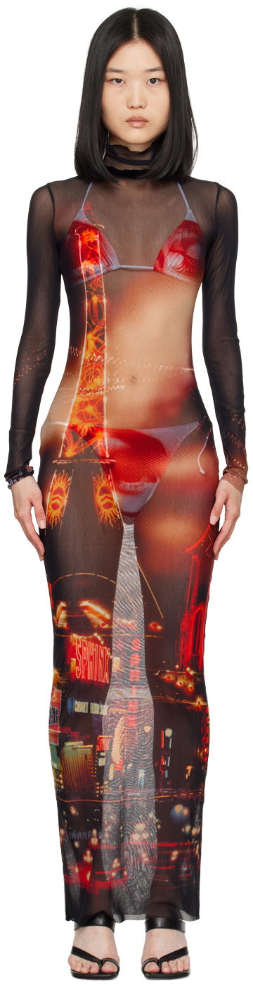 плаття Jean Paul Gaultier Jean Paul Gaultier 'The Pigalle' Mesh Maxi Dress Різнокольоровий | 24/30-F-RO247-T552-00301550