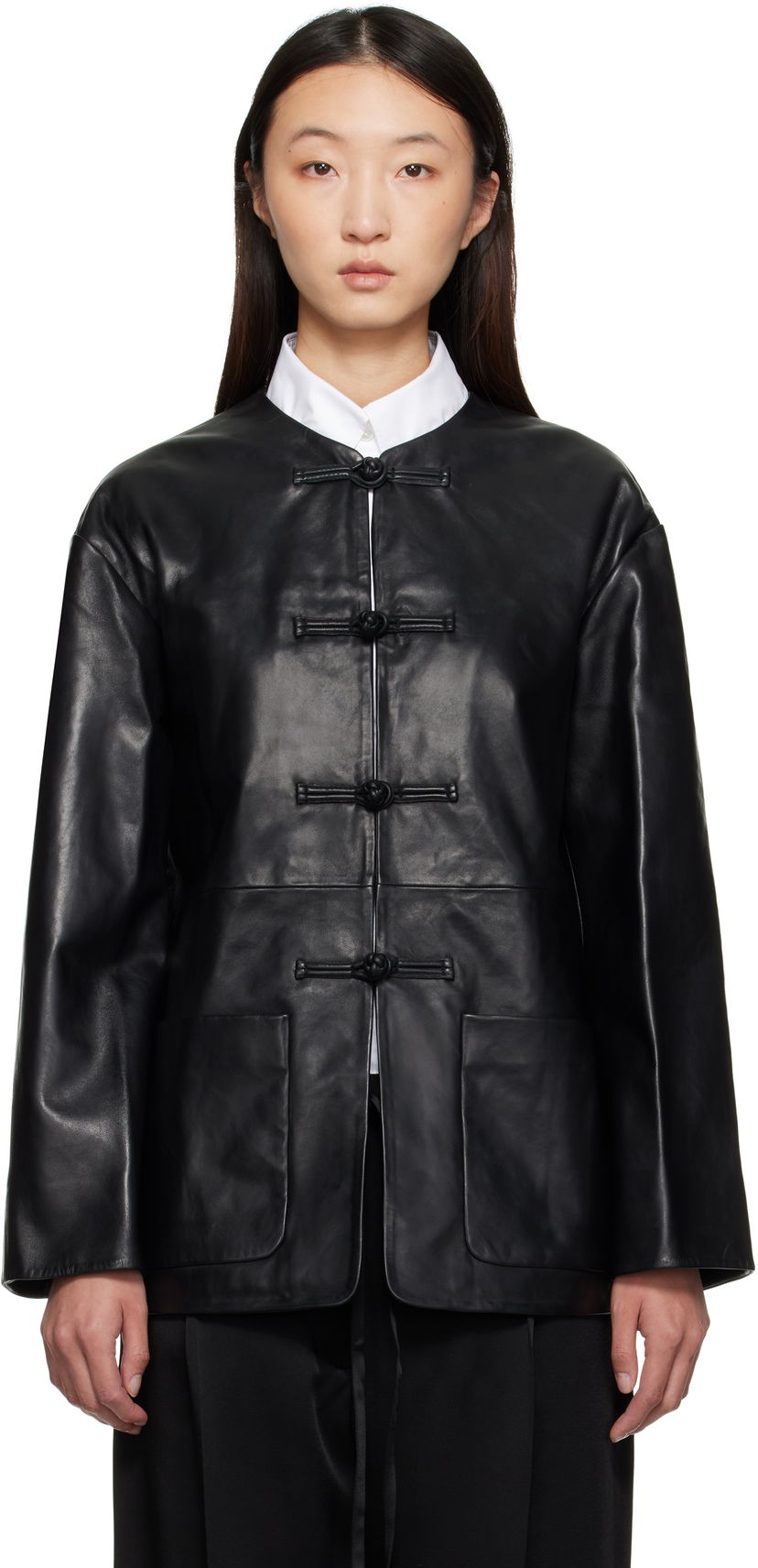 Куртка Róhe Róhe Mandarin Leather Jacket чорний | 416-11-073