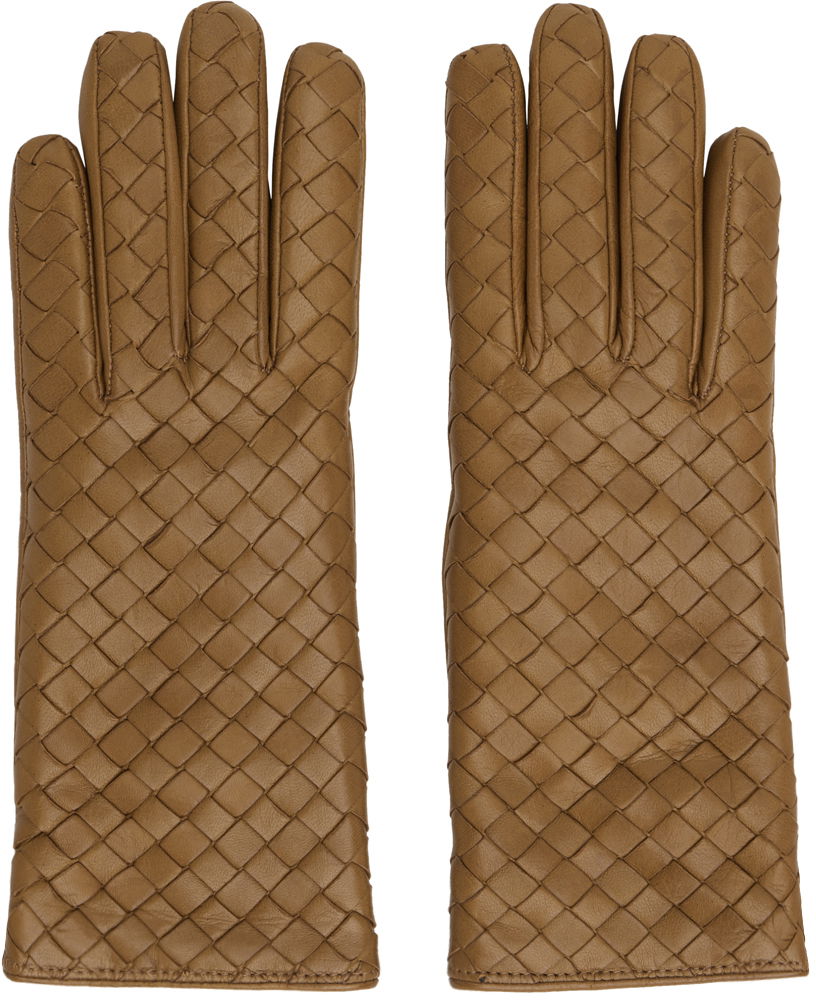 Рукавички Bottega Veneta Leather Gloves Коричневий | 730849 V0171