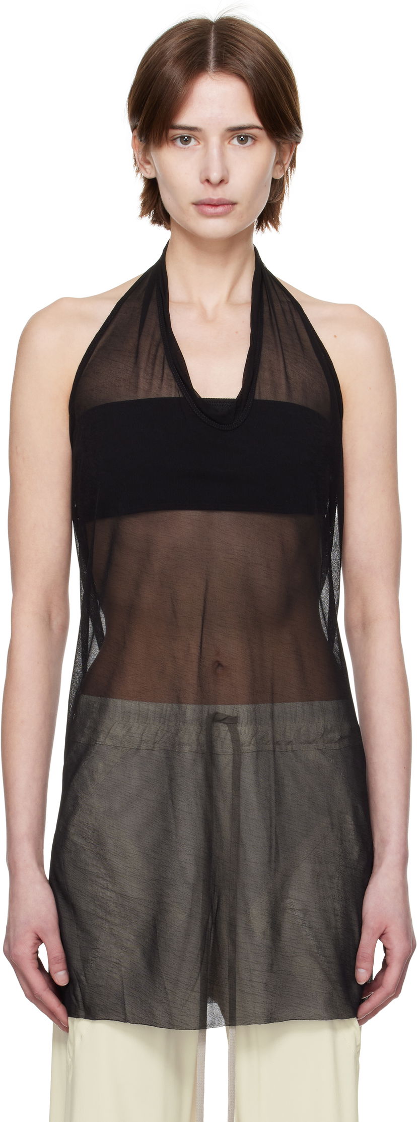 Безрукавка Rick Owens Rick Owens Hollywood Halter Tank Top чорний | RP01E7108 JCR