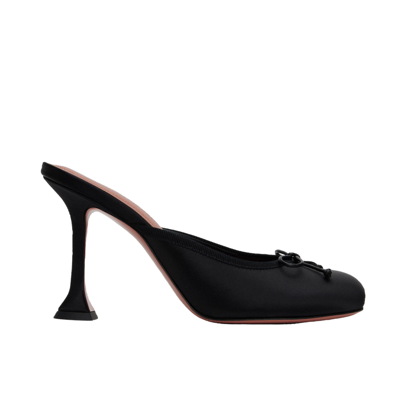 Кросівки та взуття Amina Muaddi Lila Slipper 95 Heels чорний | LILA SLIPPER 95 SATIN