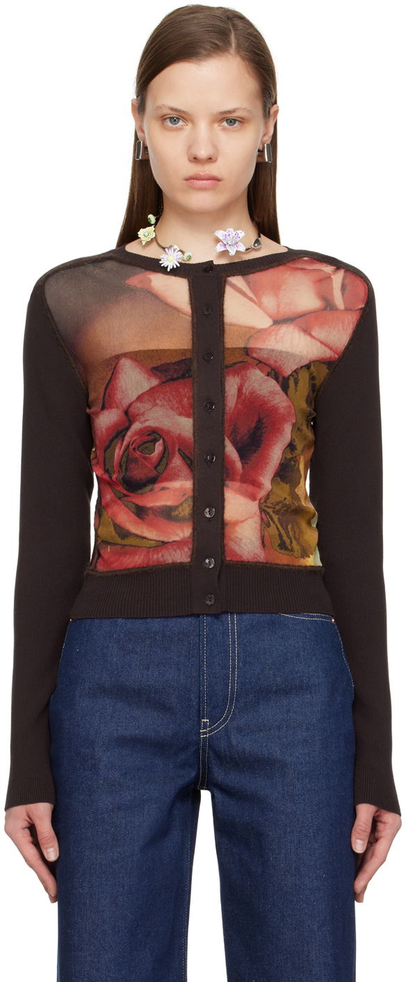 Cветр Jean Paul Gaultier Gaultier Roses Print Cardigan Коричневий | 24/25-F-CA004-M063-60403050